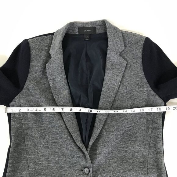 J. Crew Contrast Wool Blend Blazer Women's Size 8 Gray Navy Career Workwear - Picture 6 of 9